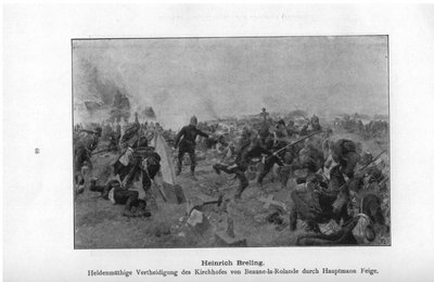 Heldhaftige verdediging van het kerkhof van Beaune-la-Rolande door kapitein Feige door Heinrich Breling